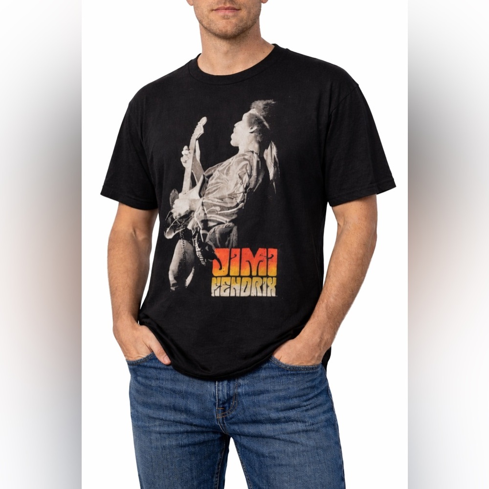 Jimi Hendrix Blues Centric Black Band Tee XL Cotton S/S Guitar Rock & Roll Band